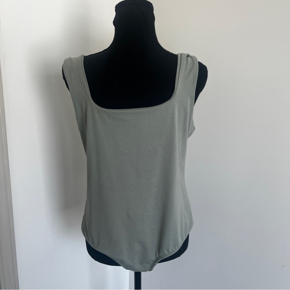 Arula Sage Green Square Neck Bodysuit | Stretch Tank Top Size XL - Picture 2 of 4